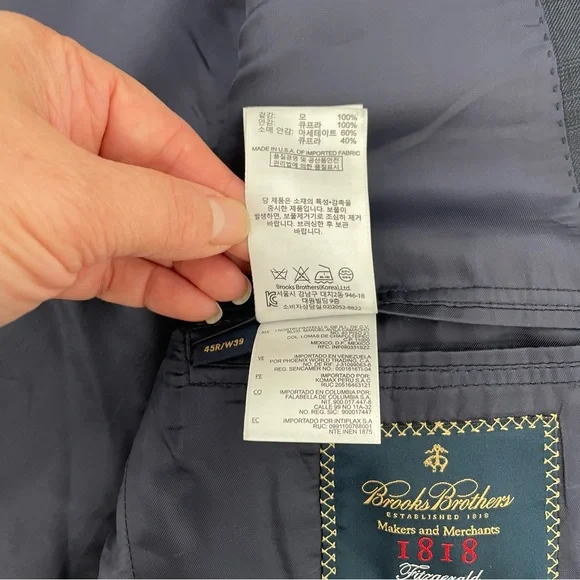 Brooks Brothers 1818 Fitzgerald Saxxon Sport Coat Men’s 45R Blue Plaid Wool